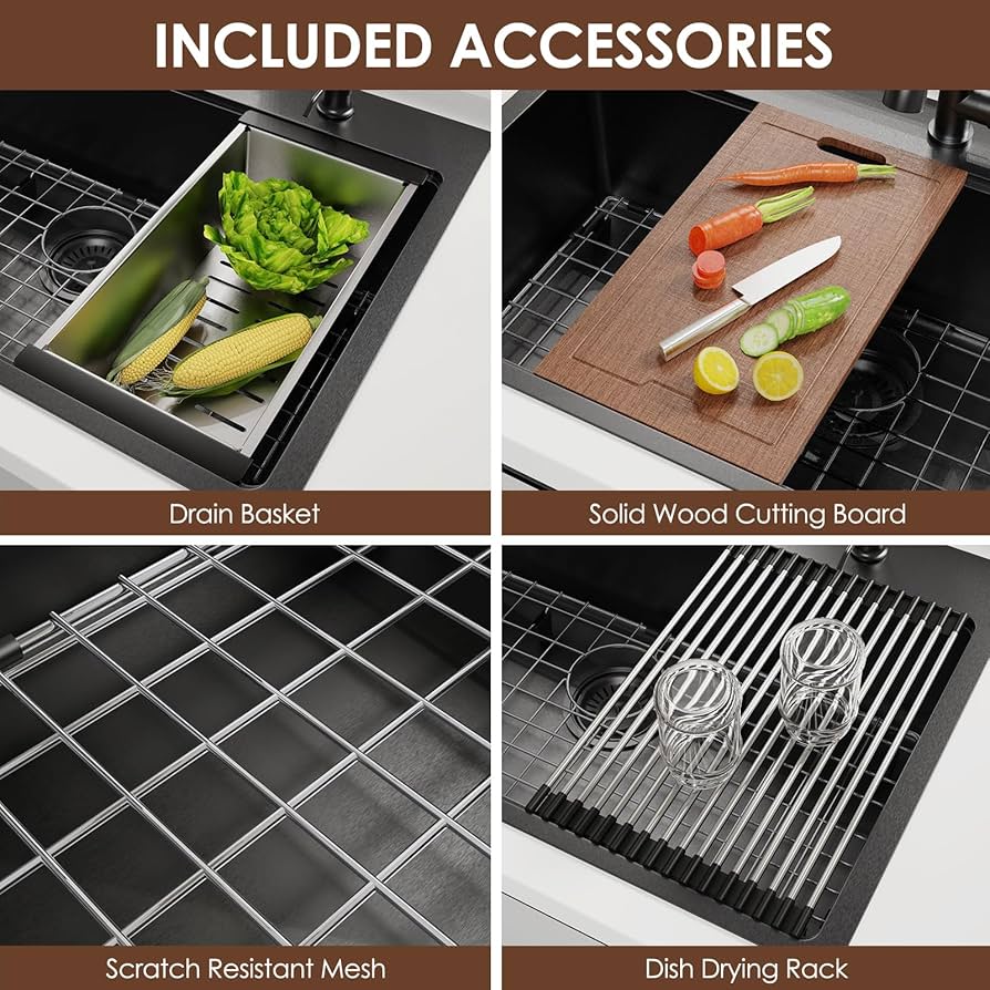 BRU NA BOINNE ホケキョージャンパー BURCHAIN 33x22 Inch Kitchen Sink Black Drop In Stainless